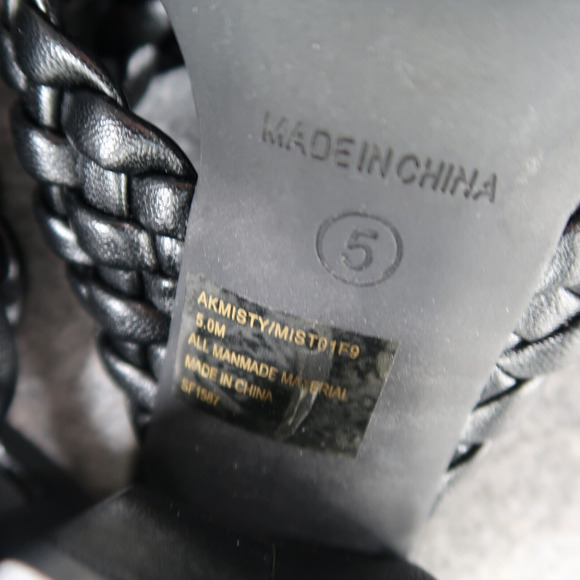 Anne Klein Shoes Womens 5 Sandal Mule Slide Pump Woven Straps Block Heel Black - Picture 14 of 16